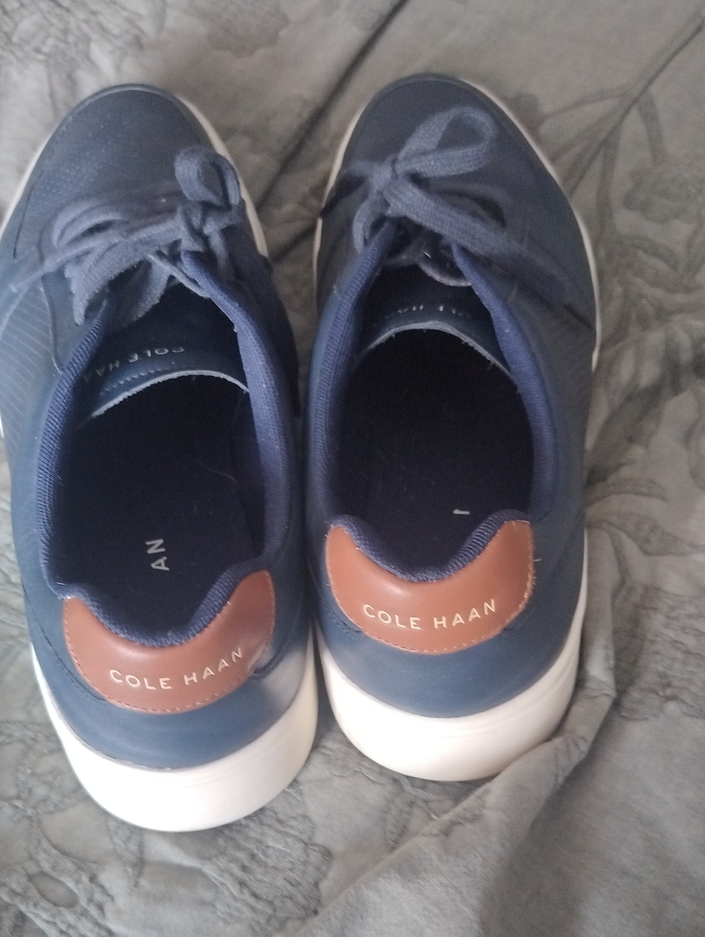 Cole Haan Navy and Brown Low-Top Lace-Up Sneakers
